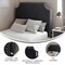 Merrick Lane Ribas Contoured Faux Leather Headboard with Studded Upholstery, Dual Hanging Options, Charging Station with 2 Outlets, USB Port, USB-C Port